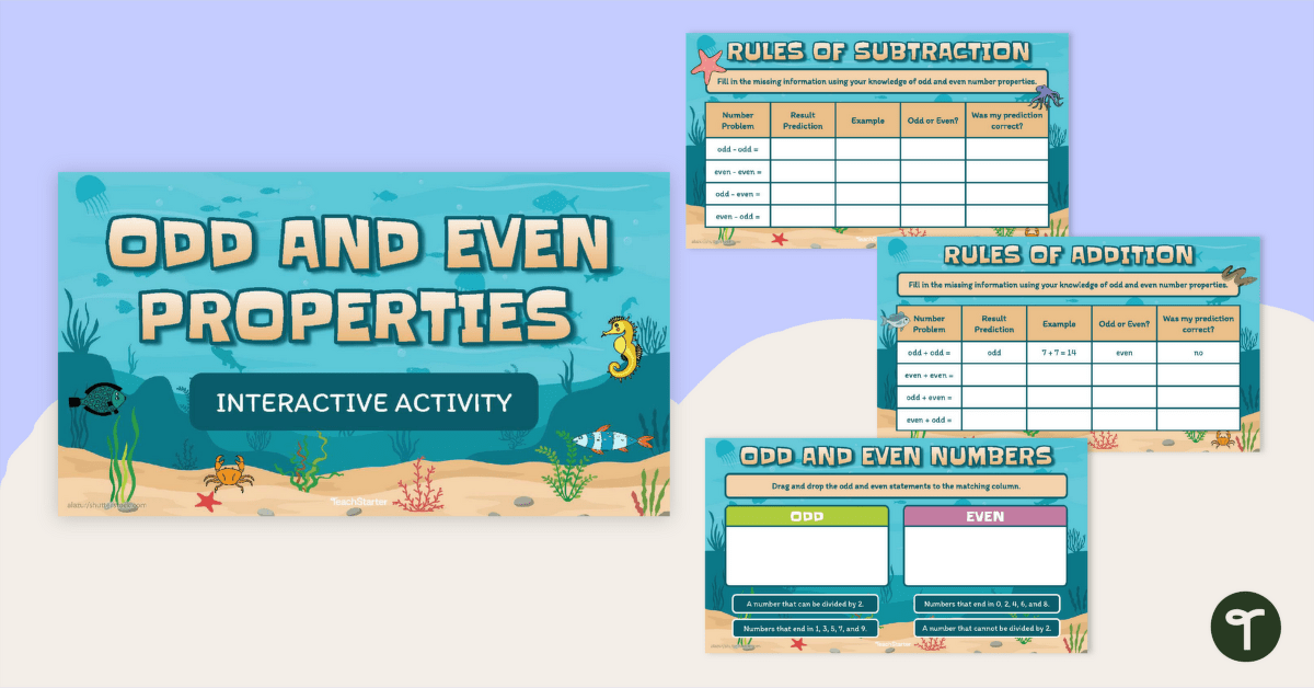 Odd and Even Properties Interactive Activity teaching resource