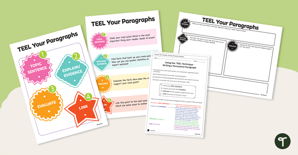 Go to TEEL Paragraph Structure Poster and Worksheets teaching resource