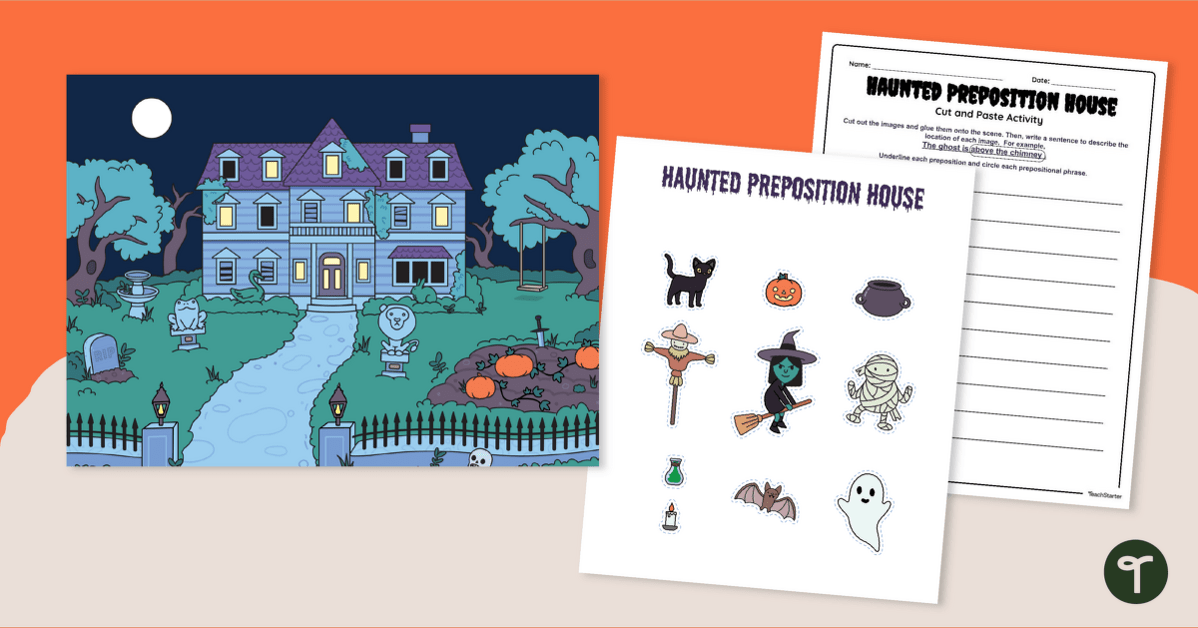 Haunted Preposition House - Halloween Worksheet teaching resource