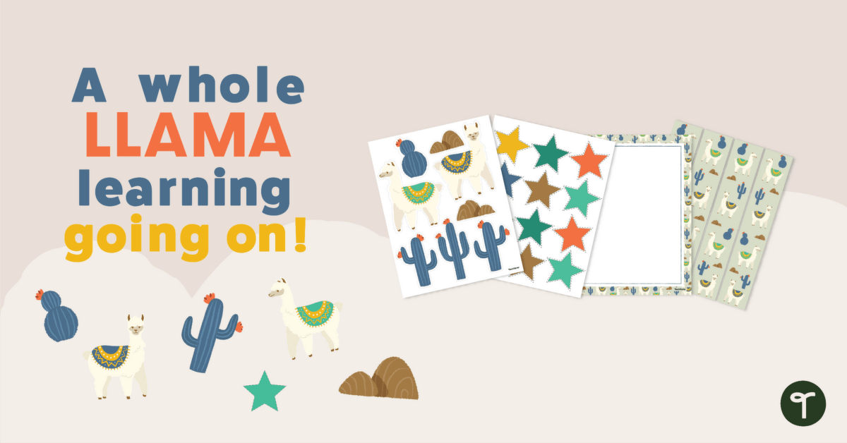 A Whole 'Llama' Learning Going On! Classroom Decor Pack teaching resource