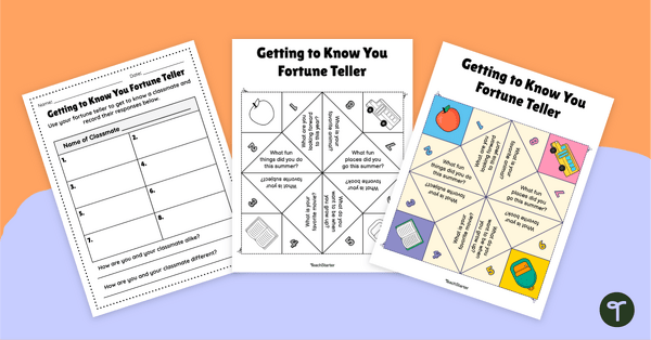 Go to Getting to Know You Fortune Teller teaching resource