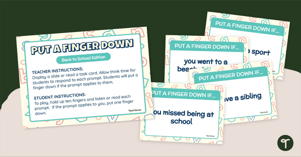 Go to Back to School Icebreaker – Put a Finger Down Classroom Activity teaching resource