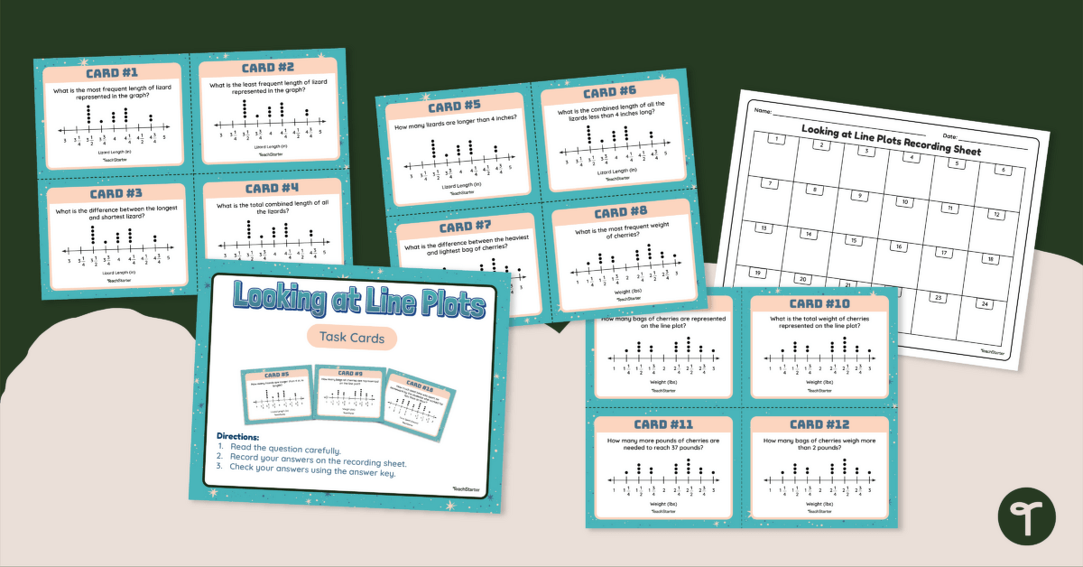 Looking at Line Plots With Fractions Task Cards teaching resource