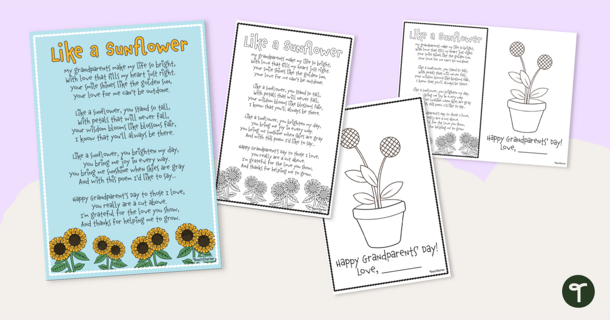 Grandparents' Day Poem - Fingerprint Art Craft teaching resource