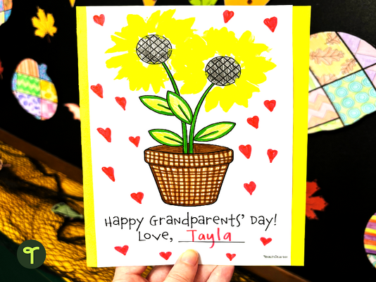 Grandparents' Day Poem - Fingerprint Art Craft for Kids teaching resource