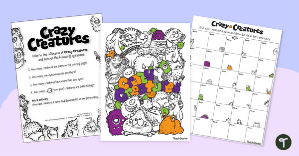 Go to Crazy Creatures – Counting Worksheet teaching resource