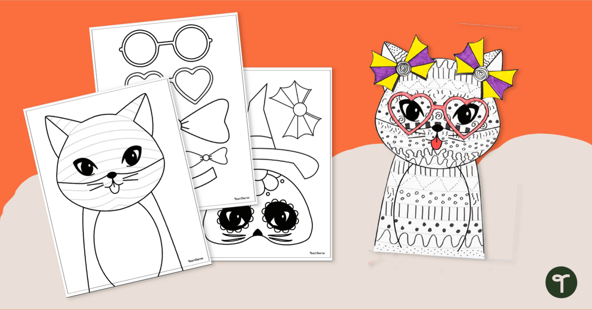 Funky Cat - Halloween Paper Craft teaching resource