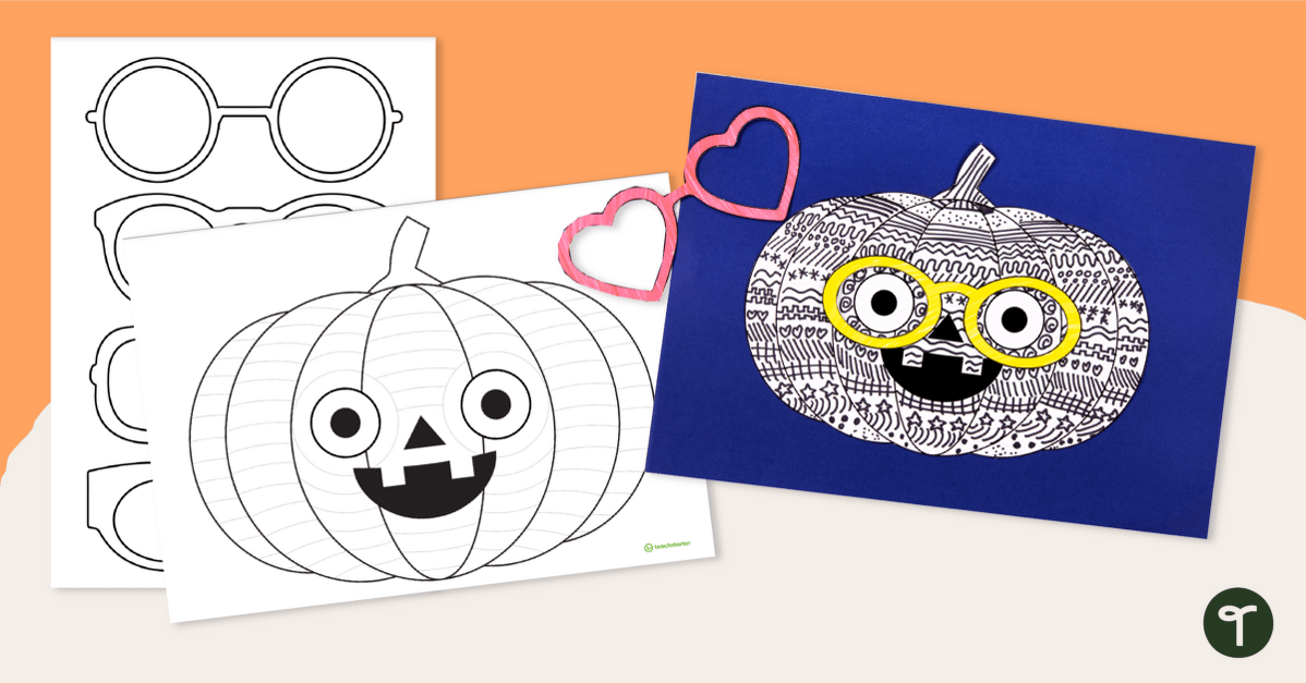 Funky Pumpkin Halloween Craft Template teaching resource