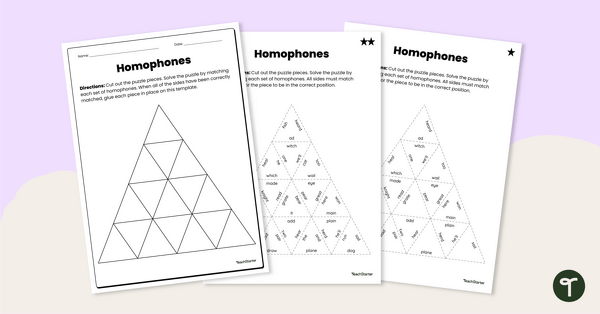 Go to Homophones Tarsia Puzzle teaching resource