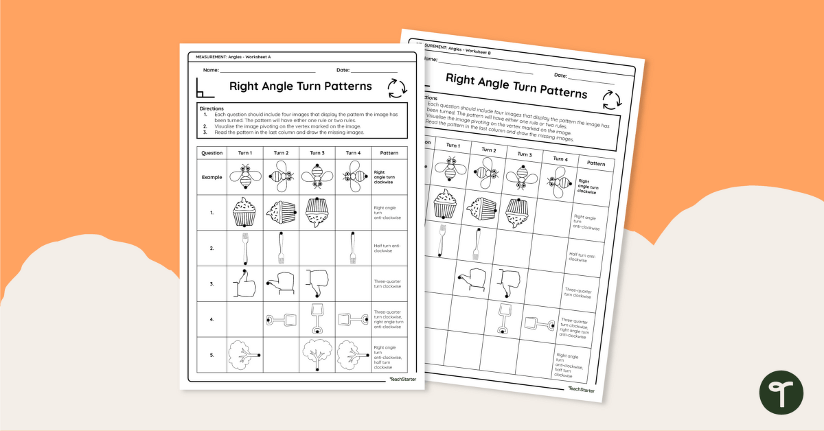 Right Angle Turn Patterns Worksheet teaching resource