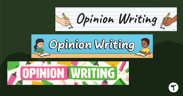 Go to Free Opinion Writing Bulletin Board Banner teaching resource