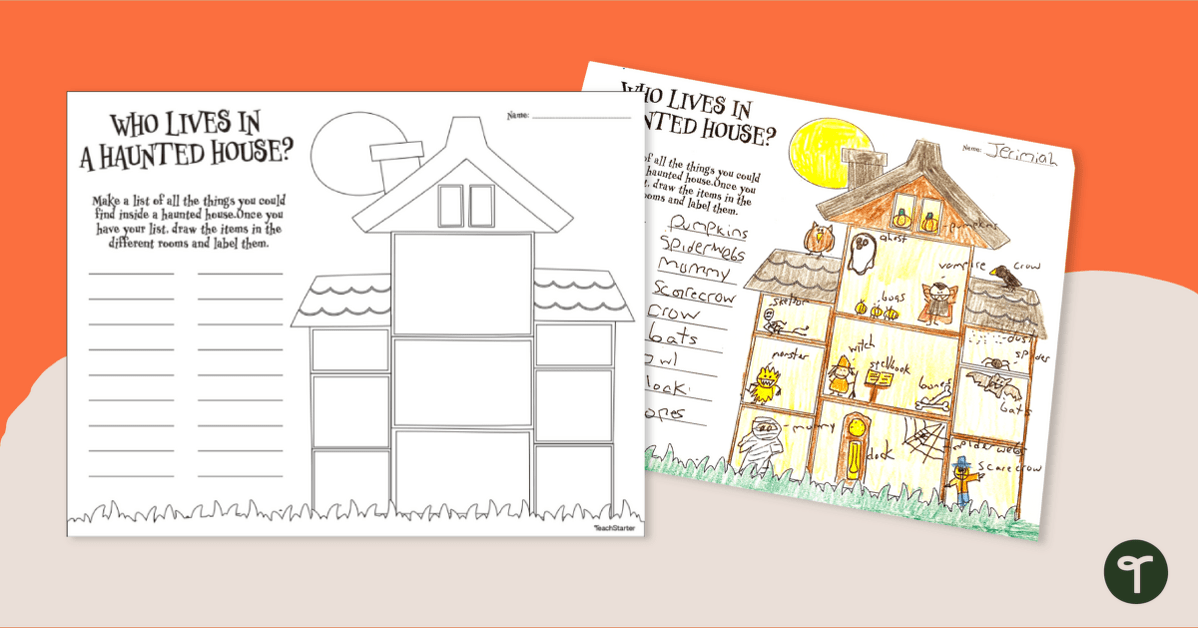 Who Lives in a Haunted House? Finish the Drawing Activity teaching resource