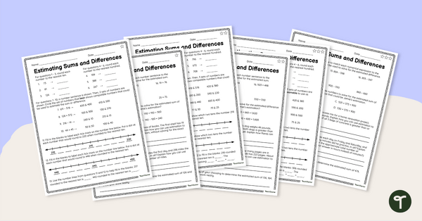 Image of Estimating Sums and Differences Differentiated Worksheets