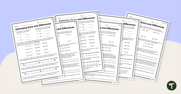 Go to Estimating Sums and Differences Differentiated Worksheets teaching resource