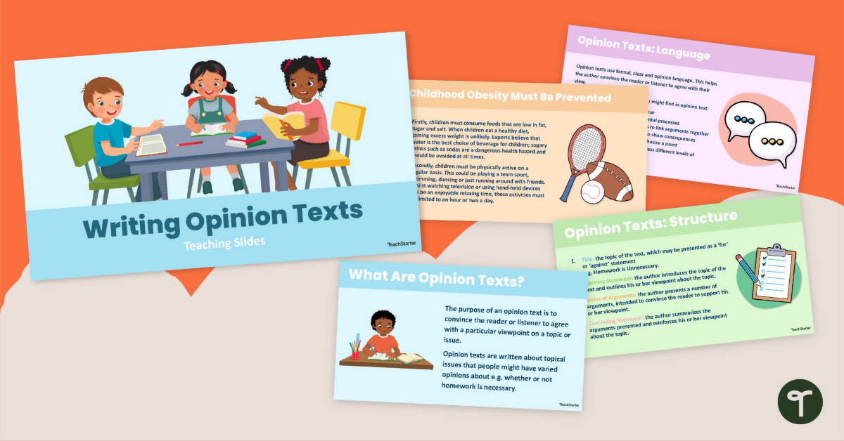 Writing Opinion Texts Slide Deck teaching resource
