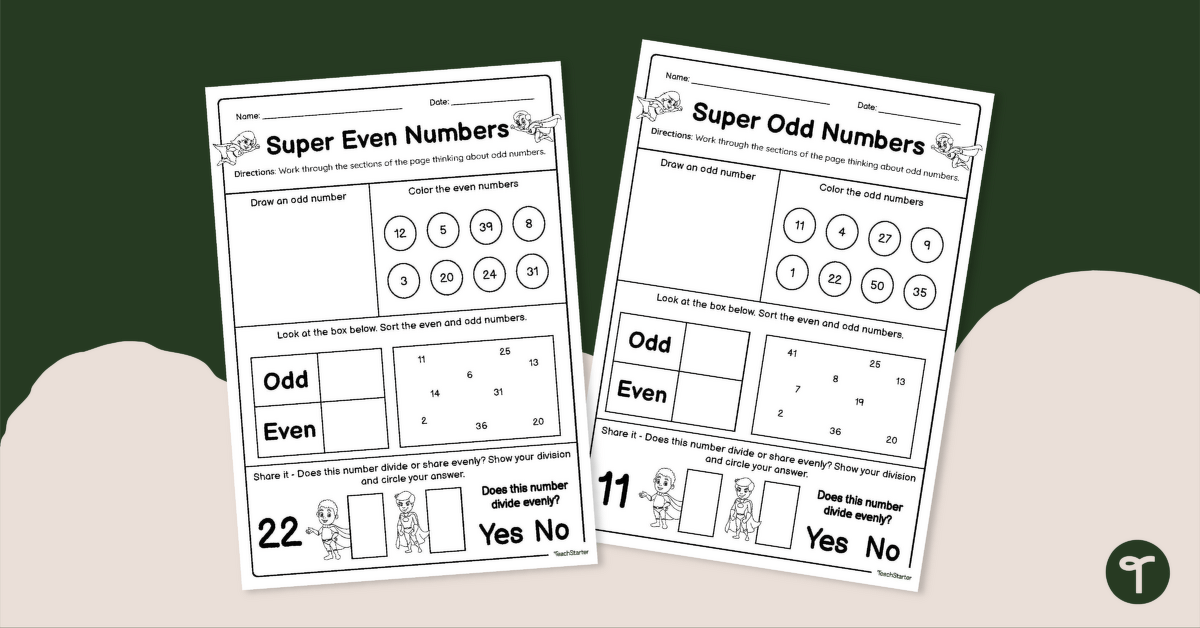 2nd Grade Odd and Even Numbers Worksheet teaching resource