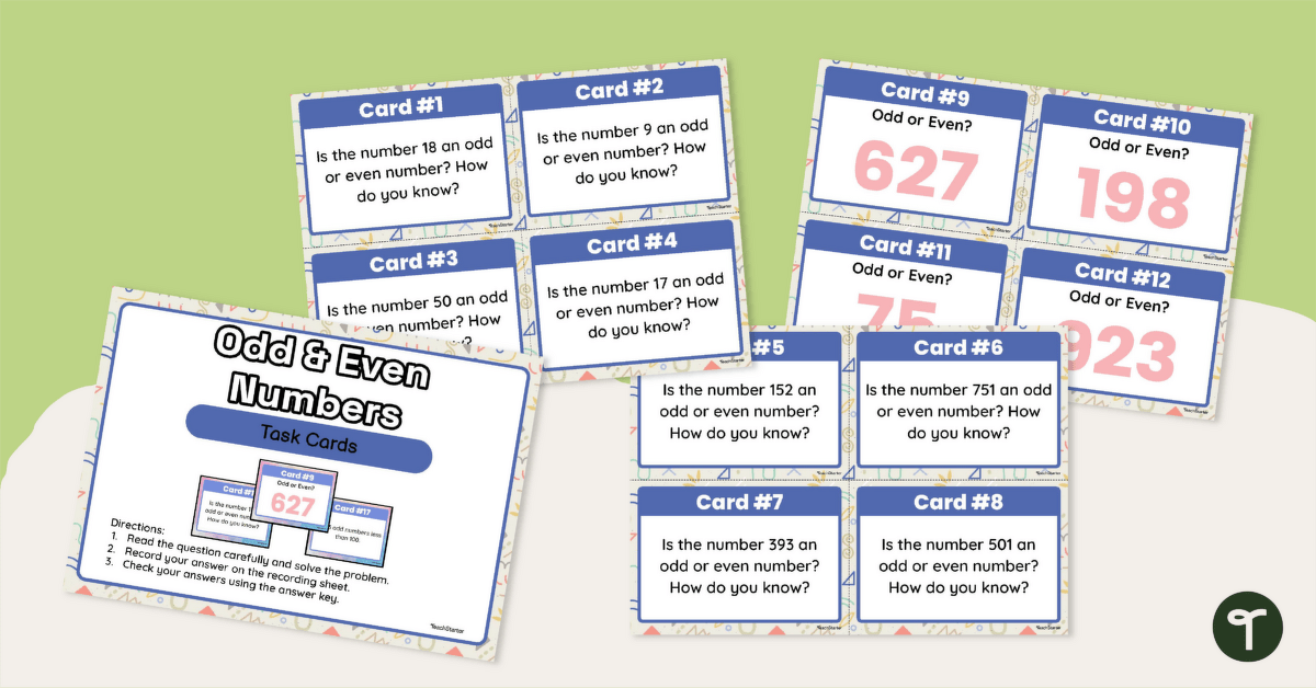 Odd and Even Task Cards teaching resource