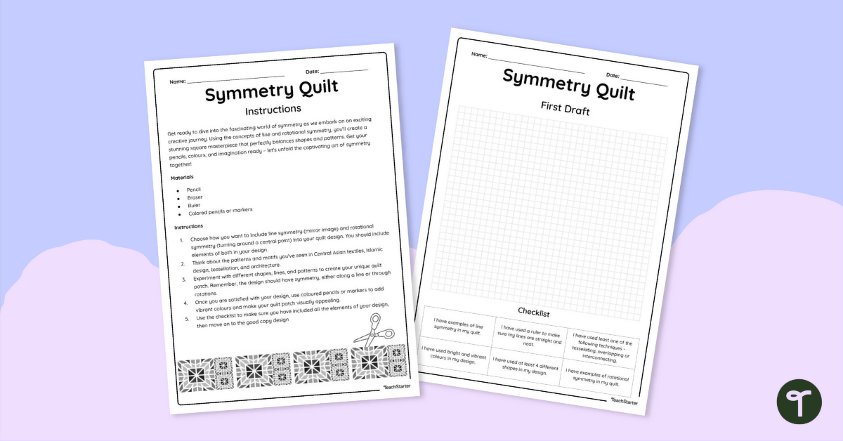 Line and Rotational Symmetry Quilt Activity teaching resource