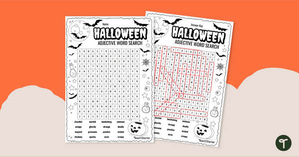 Go to Halloween Adjectives Word Search - Upper Grades teaching resource