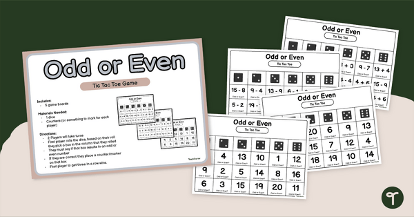 Go to Odd or Even Tic-Tac-Toe Game teaching resource