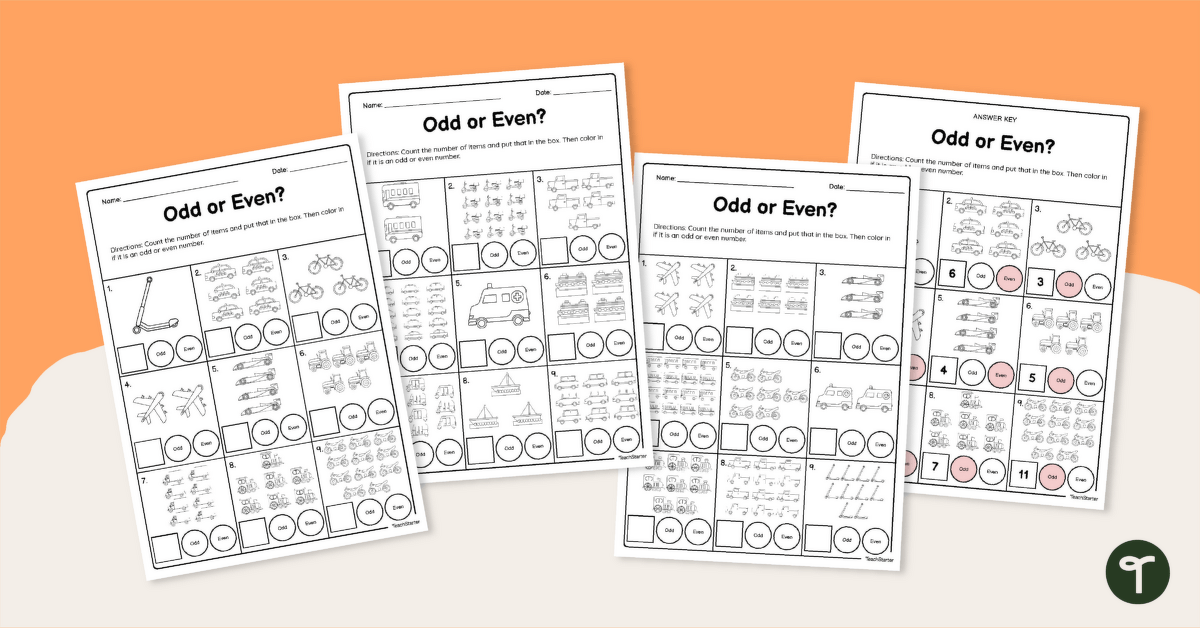 2nd Grade Groups of Objects (Odd or Even Worksheets) teaching resource