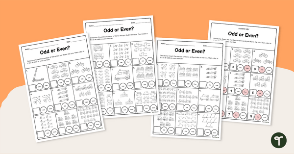 Go to Groups of Objects Odd or Even Worksheets teaching resource