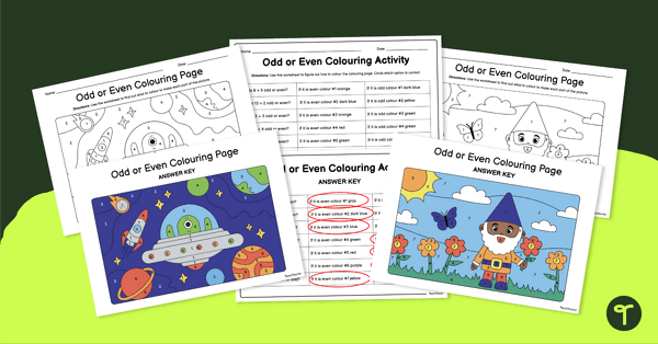 Go to Odd and Even Colour-by-Number Worksheets teaching resource
