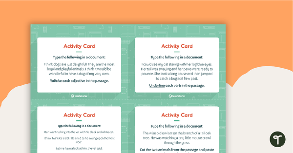 Go to Word Processing Activity Cards teaching resource