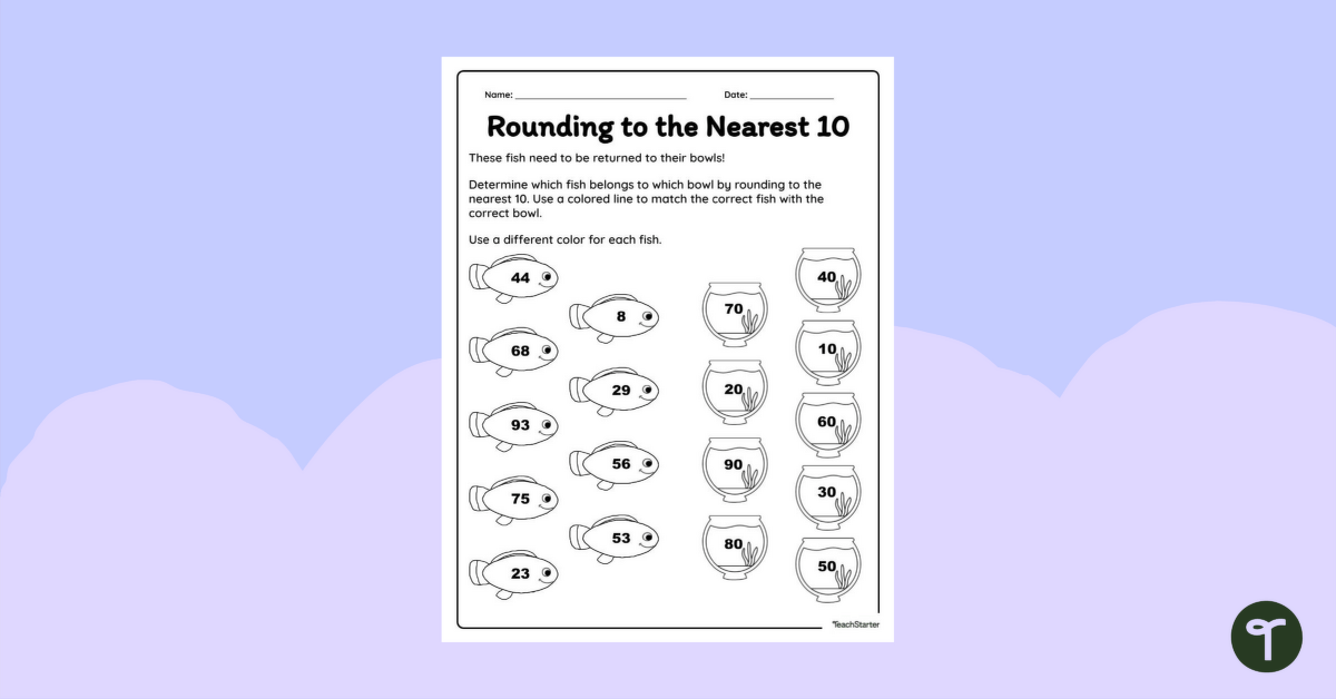 Rounding to the Nearest 10 Worksheet teaching resource