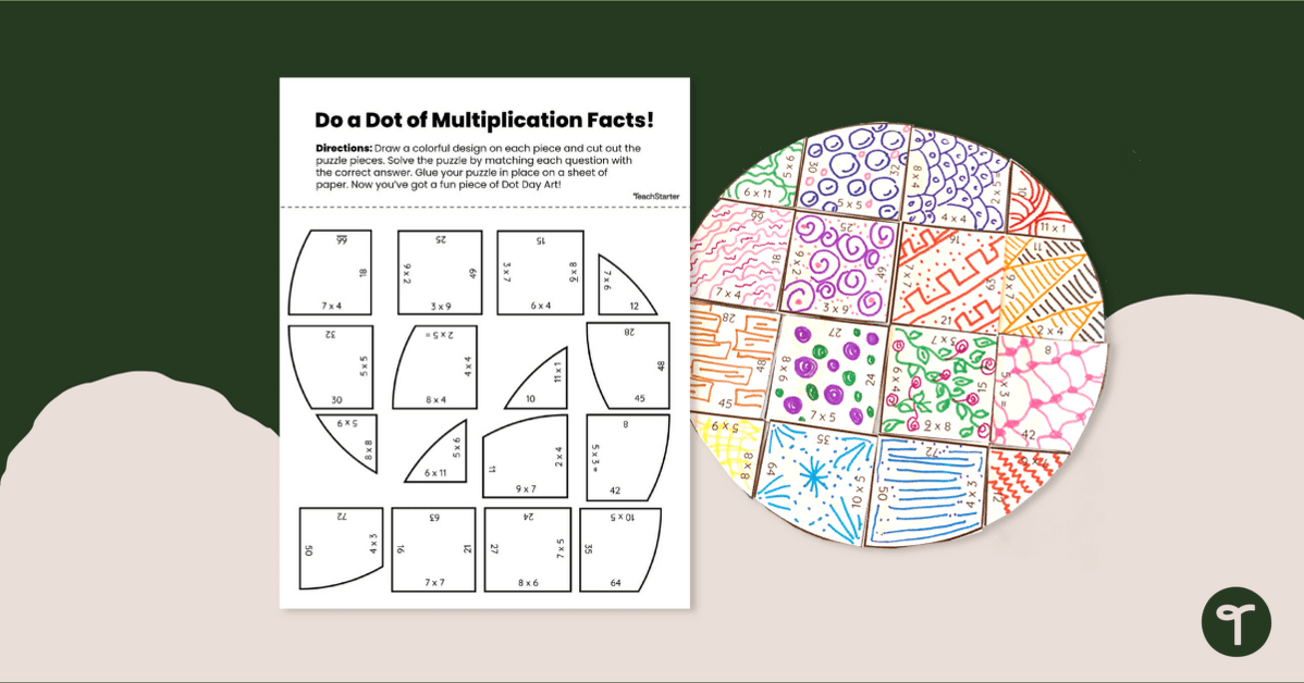 Dot Day Multiplication Tarsia Puzzle teaching resource