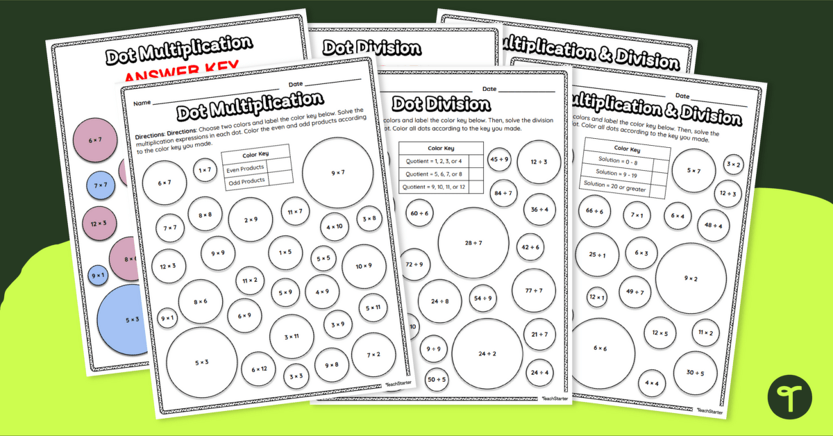 Dot Day Multiplication and Division Color By Number teaching resource