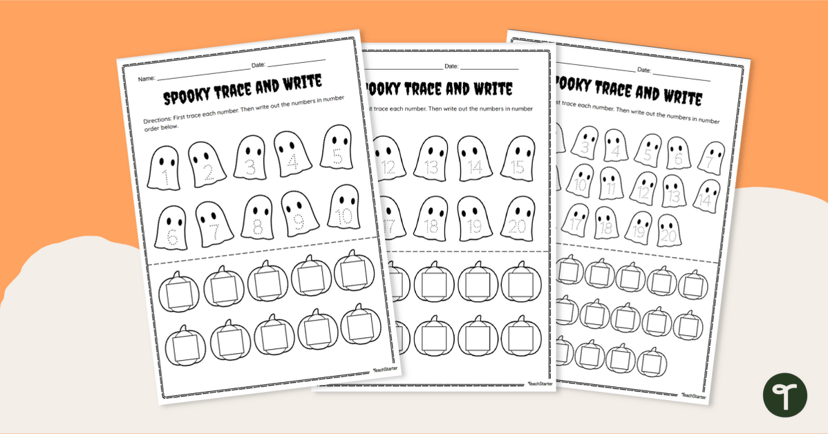 Halloween Tracing Numbers Worksheets teaching resource