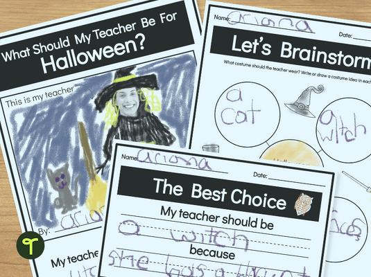 What Should My Teacher Be For Halloween? Writing Activity Pack teaching resource