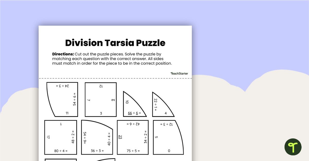 Dot Day Division Tarsia Puzzle teaching resource