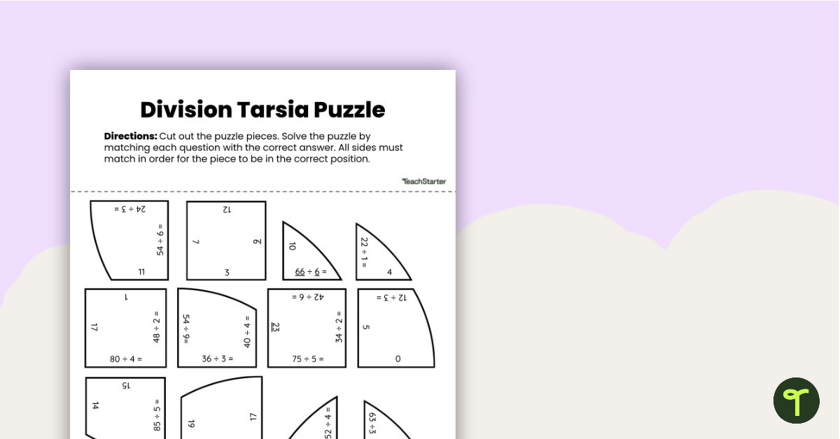 Dot Day Division Tarsia Puzzle teaching resource