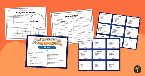 Go to Spin, Tally, Graph and Interpret Data – Task Card Activity teaching resource