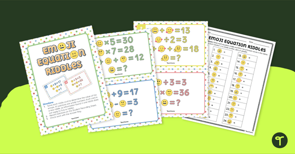 Go to Emoji Equation Riddles - Determine the Unknown teaching resource