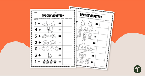 Go to Halloween Addition Worksheets teaching resource