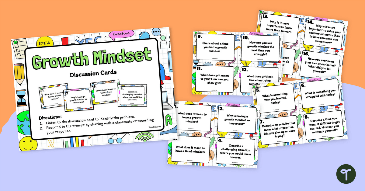 Growth Mindset Discussion Cards teaching resource