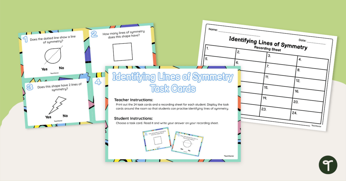 Identifying Lines of Symmetry Task Cards teaching resource