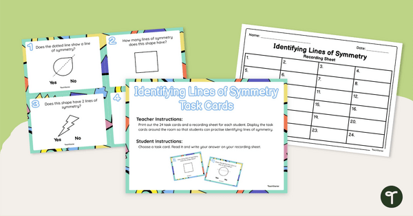 Go to Identifying Lines of Symmetry Task Cards teaching resource
