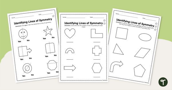 Go to Identifying Lines of Symmetry Worksheets teaching resource