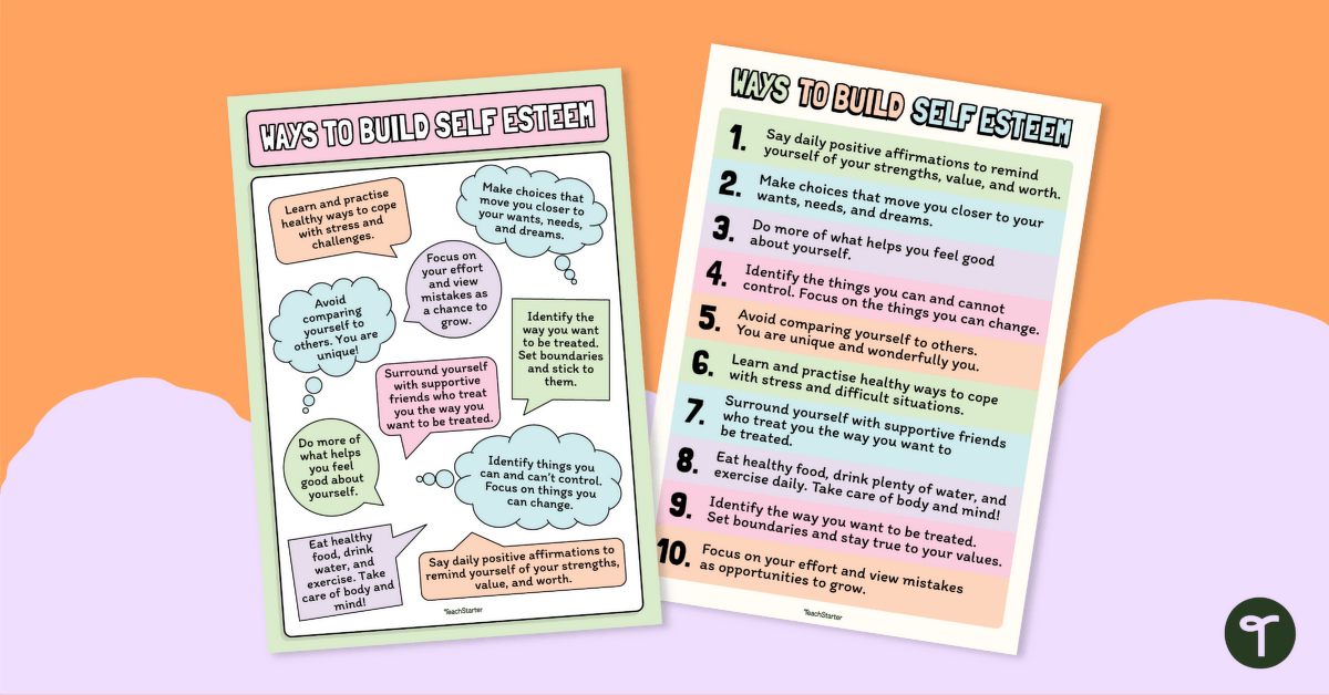 Ways to Build Self-Esteem Classroom Poster teaching resource