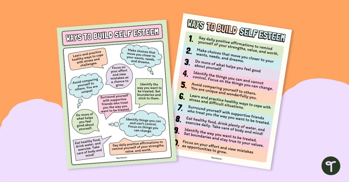 Ways to Build Self-Esteem Classroom Poster teaching resource