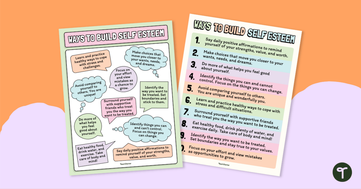 Ways to Build Self-Esteem Classroom Poster | Teach Starter
