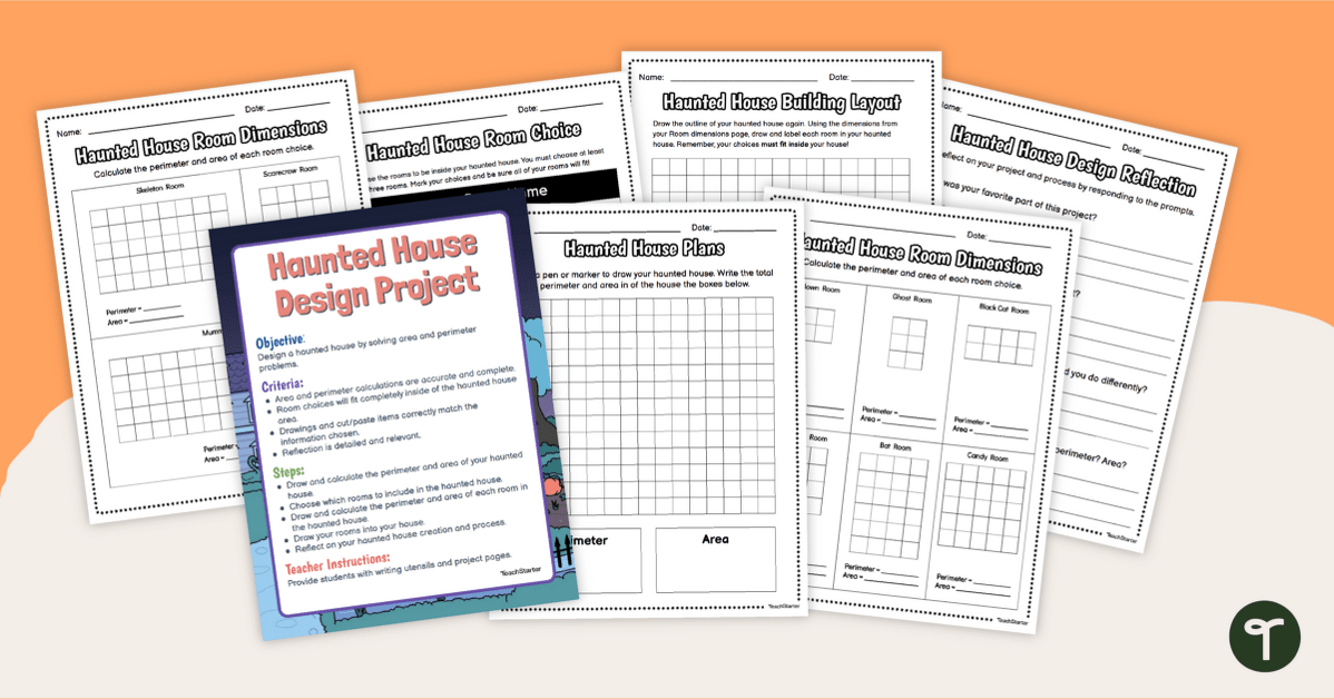 Area and Perimeter Haunted House - Year 5 Halloween Maths teaching resource