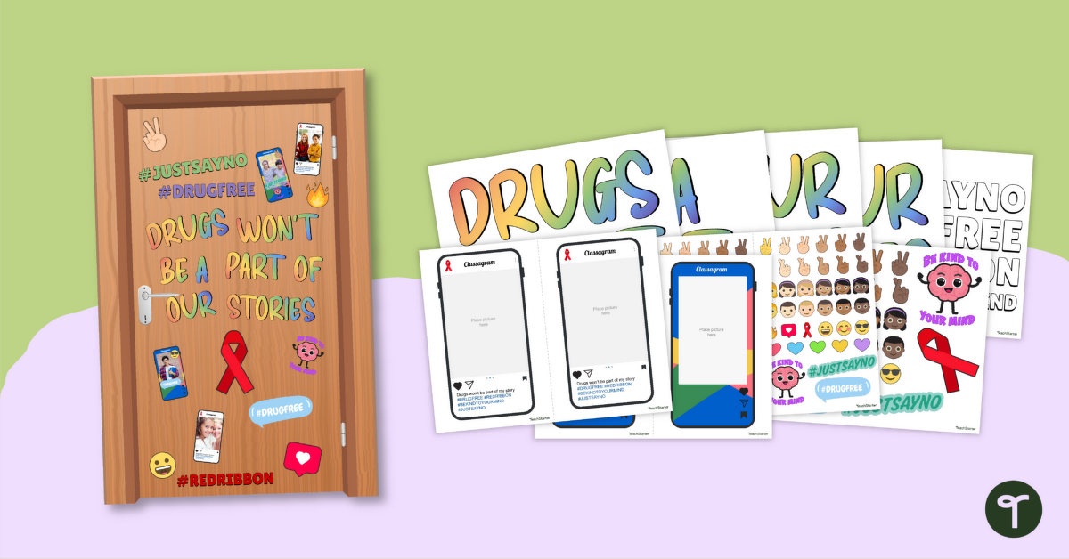 Drugs Won't Be a Part of My Story! Red Ribbon Week Door Decorations teaching resource