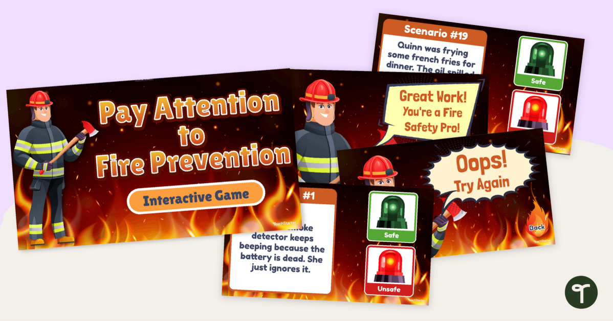 Pay Attention to Fire Prevention - Fire Safety Week Game teaching resource