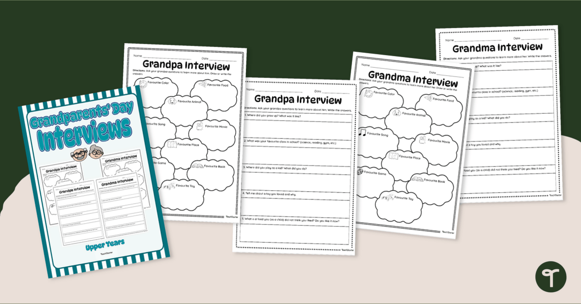 Grandparent Interview Questions - Upper Years teaching resource