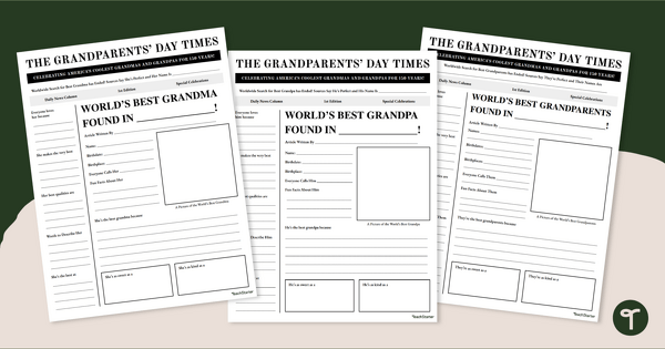 Go to Grandparents' Day Printable Newspaper Template teaching resource